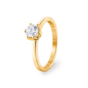 0.50 Karat GIA-Diamant Verlobungsring 750/18 K Gelbgold, 6-Griff