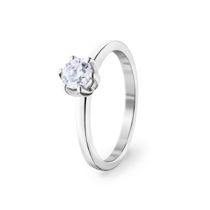 0.50 Karat GIA-Diamant Verlobungsring 750/18 K Weissgold, 6-Griff