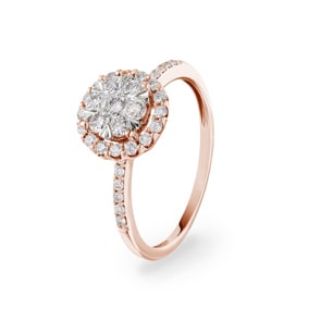 0.50 Karat Diamanten Halo Verlobungsring 750/18 K Roségold