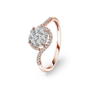 0.50 Karat Diamanten Halo Verlobungsring 750/18 K Roségold