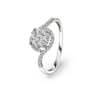 0.50 Karat Diamanten Halo Verlobungsring 750/18 K Weissgold