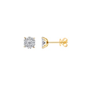 0.50 carats diamants clous d'oreilles or jaune 750/18 ct Ø 6.50mm