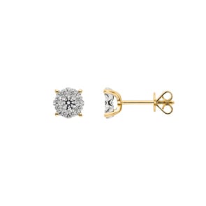 0.50 carats diamants clous d'oreilles or jaune 750/18 ct Ø 6.5mm