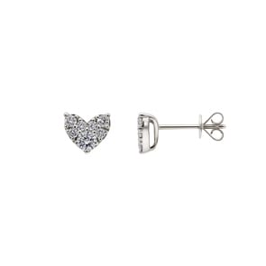 0.50 Karat Diamantohrstecker 750/18 K Weissgold, Herz