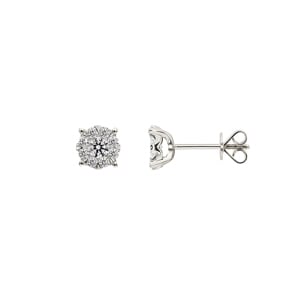 0.50 carats diamants clous d'oreilles or gris 750/18 ct Ø 6.5mm