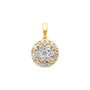 0.50ct Diamond Halo Pendant 750/18 K Yellow Gold