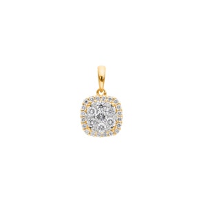 0.50 carats diamants pendetif halo or jaune 750/18 ct