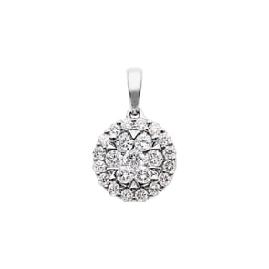 0.50 Karat Halo Diamantanhänger 750/18 K Weissgold