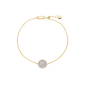 0.50 carats diamants bracelet halo or jaune 750/18 ct