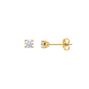 0.50 Karat Solitär Diamantohrstecker 750/18 K Gelbgold, 4-Griff