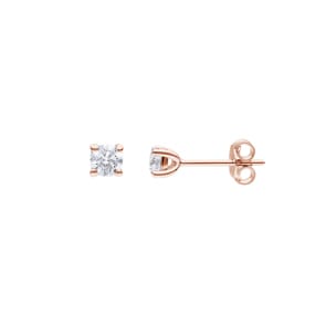 0.50 Karat Solitär Diamantohrstecker 750/18 K Roségold, 4-Griff