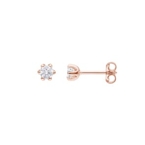 0.50 Karat Solitär Diamantohrstecker 750/18 K Roségold, 6-Griff