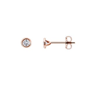 0.50 Karat Solitär Diamantohrstecker 750/18 K Roségold, Zargenfassung
