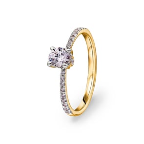 0.50ct Diamanten Pavé Solitärring 750/18 K Gelbgold