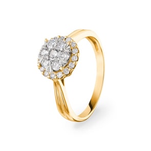 0.51 Karat Diamanten Halo Verlobungsring 750/18 K Gelbgold