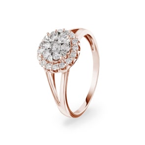 0.51 Karat Diamanten Halo Verlobungsring 750/18 K Roségold