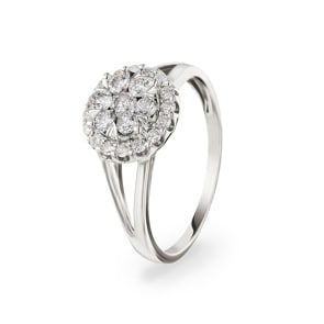 0.51 Karat Diamanten Halo Verlobungsring 750/18 K Weissgold