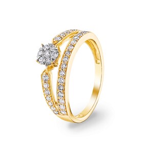 0.51 carats diamants bague de fiançailles or jaune 750/18 ct