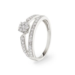 0.51 carats diamants bague de fiançailles or gris 750/18 ct