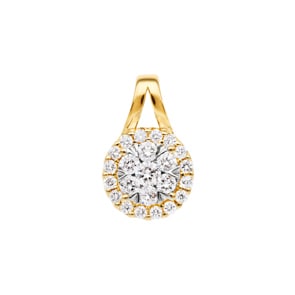 0.51 Karat Halo Diamantanhänger 750/18 K Gelbgold