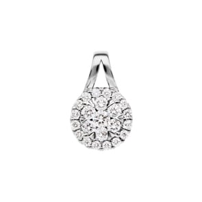 0.51 Karat Halo Diamantanhänger 750/18 K Weissgold