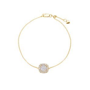 0.51ct Diamond Halo Bracelet 750/18 K Yellow Gold