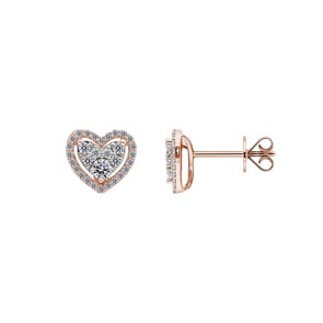 0.51 Karat Halo Diamantohrstecker 750/18 K Roségold, Herz