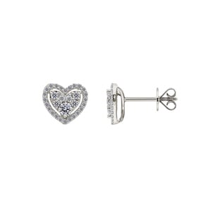 0.51 Karat Halo Diamantohrstecker 750/18 K Weissgold, Herz