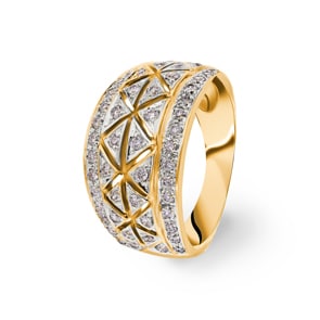 0.52 carats diamants bague or bicolore 750/18 ct Ø 53