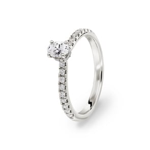 0.55ct Diamanten Pavé Solitärring 750/18 K Weissgold