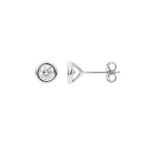 0.60 carats diamants clous d'oreilles solitaire or gris 750/18 ct, Serti clos