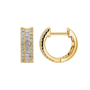 0.61 carats diamants créoles or jaune 750/18 ct