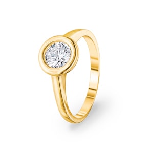 0.70 Karat GIA-Diamant Verlobungsring 750/18 K Gelbgold, Zargenfassung