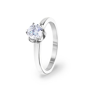 0.70 Karat GIA-Diamant Verlobungsring 750/18 K Weissgold, 6-Griff