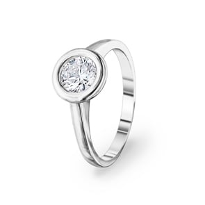 0.70 Karat GIA-Diamant Verlobungsring 750/18 K Weissgold, Zargenfassung