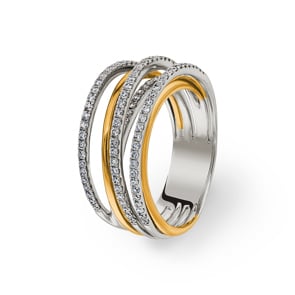 0.72 Karat Diamantring 750/18 K Gelb-/ Weissgold Ø 54