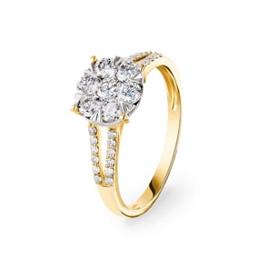 0.74 Karat Diamanten Verlobungsring 750/18 K Gelbgold