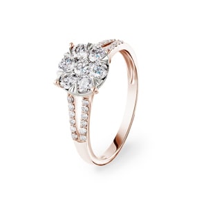 0.74 Karat Diamanten Verlobungsring 750/18 K Roségold