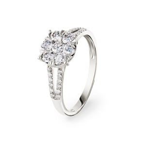 0.74 Karat Diamanten Verlobungsring 750/18 K Weissgold
