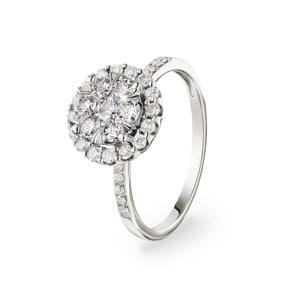 0.75 Karat Diamanten Halo Verlobungsring 750/18 K Weissgold