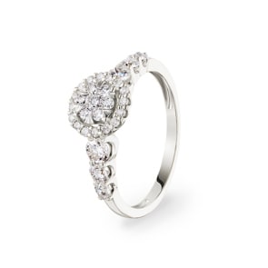 0.75 Karat Diamanten Halo Verlobungsring 750/18 K Weissgold