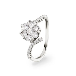 0.75 Karat Diamanten Verlobungsring 750/18 K Weissgold