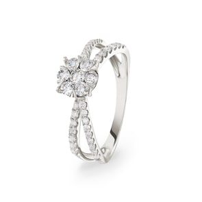 0.75 Karat Diamanten Verlobungsring 750/18 K Weissgold