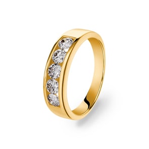 0.75 Karat Five Stone Diamantring 750/18 K Gelbgold