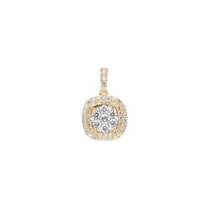 0.75 carats diamants pendetif halo or jaune 750/18 ct