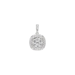 0.75 carats diamants pendetif halo or gris 750/18 ct
