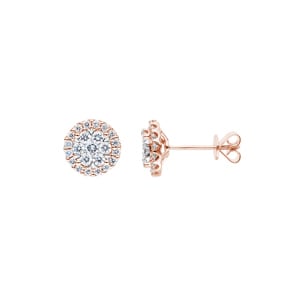 0.75 Karat Halo Diamantohrstecker 750/18 K Roségold Ø 9.0mm