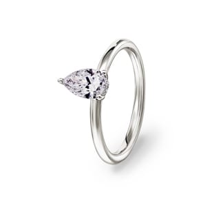 0.82ct bague solitaire poire or gris 750/18 ct