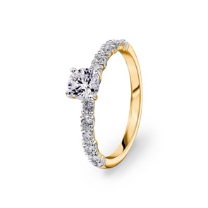 0.90ct Diamanten Pavé Solitärring 750/18 K Gelbgold