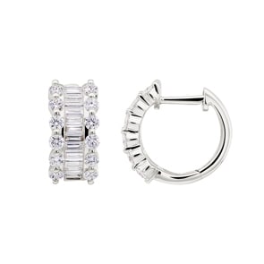 0.91 Karat Baguette & Diamant Kreolen 750/18 K Weissgold